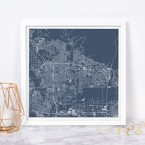 Carte de la ville de SAN BERNARDINO - art mural minimaliste, affiche en quadrillage de la ville au design moderne, Californie, États-Unis, décoration intemporelle, art mural classique