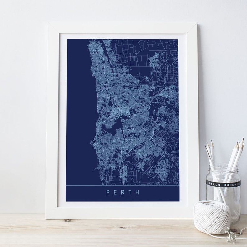 PERTH MAP Modern Perth Art Print Minimalist City Map High Etsy