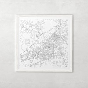 CARTE DE SANTA FE - art de la carte moderne minimaliste - impression jet d'encre de haute qualité - art mural personnalisé, décoration intemporelle, art mural classique, carte carrée