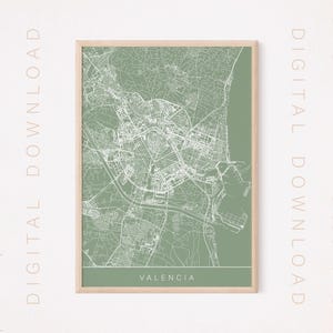 VALENCIA KARTE, digitaler Download, moderne Karte von Valencia, Spanien Karte, Druck Kunst, Stadt Karte Wohnkultur moderne Stadt Kunstdruck