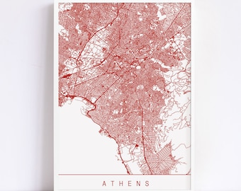 ATHENS MAP - High Quality Giclee Print, Minimalist Athens Art Print, Customizable City Map