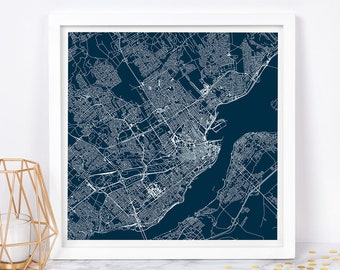 QUEBEC CITY MAP - Fine Art Map Poster - Modern Quebec Canada Map Print Minimalist City Poster Urban City Grid Art Quality Giclee Print