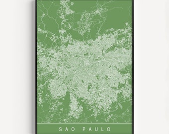 SAO PAULO MAP print - Modern City Print Art - Customizable Brazil City Map Home Decor Modern City Art Print Giclee Ribba Sao Paulo City Map