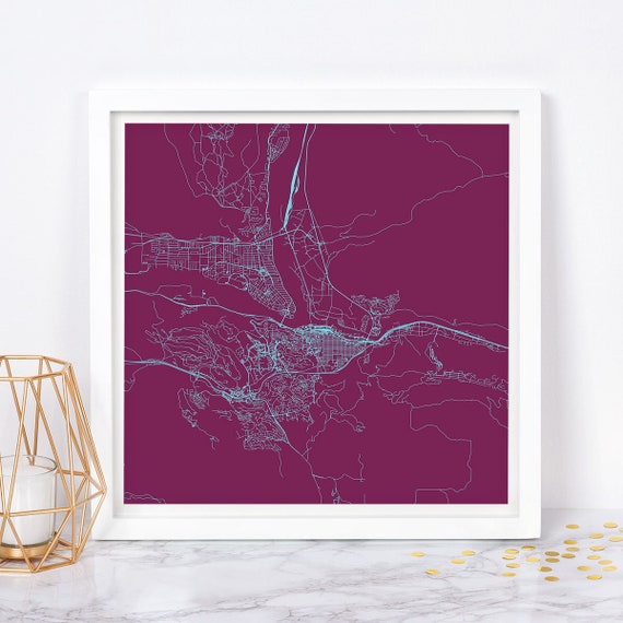 KAMLOOPS MAP PRINT Customizable Colors Kamloops Wall Art Etsy