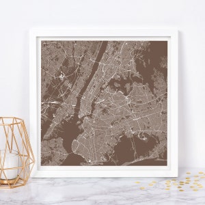 NEW YORK Stadt Karte Print - Moderne New York USA Karte Poster - Minimalistisches Stadt Poster Urban City Grid Art Qualität Giclee Print Line Art Stadt Karte