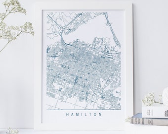 HAMILTON MAP - High Quality Giclee Print, Minimalist Hamilton Art Print, Customizable City Map