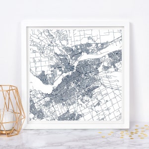 PLAN DE LA VILLE D'OTTAWA - affiche de carte fine art - impression de carte d'Ottawa, carte de la ville minimaliste, décoration intemporelle, art mural classique, carte carrée