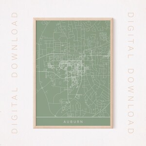 MAPA DE LA CIUDAD DE AUBURN, Descarga digital, Arte lineal, Mapa de carreteras de Auburn, Mapa minimalista de la ciudad de Auburn, Alabama, Arte mural, Póster de cuadrícula de diseño moderno