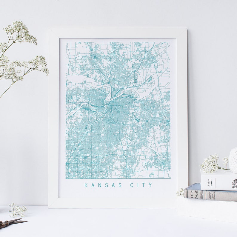 KANSAS CITY MAP High Quality Giclee Print Minimalist Kansas Etsy Canada