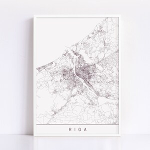 RIGA MAP - Impression d'art minimaliste de Riga, plan de la ville personnalisable, impression jet d'encre de haute qualité, art de la carte moderne