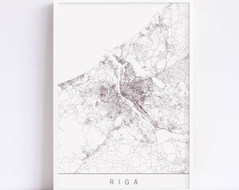 RIGA MAP - Minimalist Riga Art Print, Customizable City Map, High Quality Giclee Print, Modern Map Art