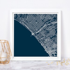 SANTA MONICA City Map - Fine Art Map Poster Modern California USA Map Print Minimalist City Poster Urban City Grid Art Quality Giclee Print