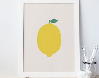 LEMON POSTER ART - Kitchen Wall Art Poster, Minimalist  Print, Giclee Print, Summer Decor, Children's Gift, Teacher Idea, Cozy Room Decor