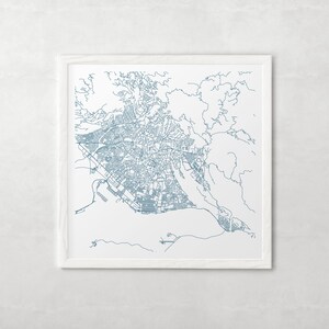CARTE DE LA VILLE DE KINGSTON - affiche de carte fine art - impression de carte de Kingston plan de la ville minimaliste, décoration intemporelle, art mural classique, carte carrée