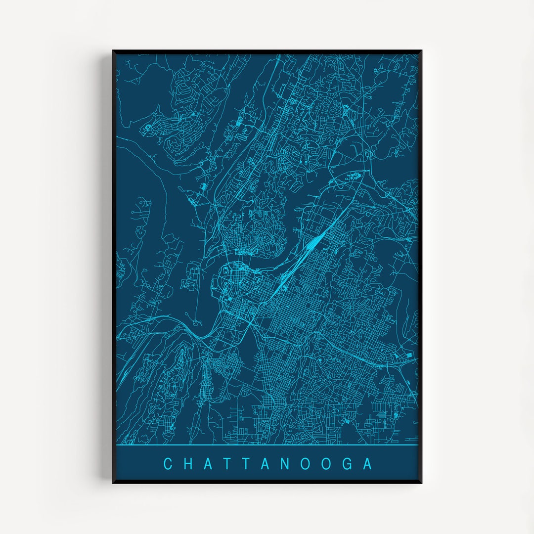 CHATTANOOGA MAP Modern Chattanooga Art Print Minimalist - Etsy