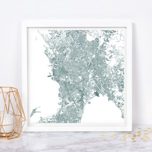 CARTE DE MANILLE - affiche de carte fine art - carte de Manille Philippines impression plan de la ville minimaliste, décoration intemporelle, art mural classique, carte carrée