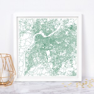 CARTE DE LA VILLE DE LOUISVILLE - affiche de carte fine art - impression de carte de Louisville Kentucky, carte de la ville minimaliste, décoration intemporelle, art mural classique, carte carrée