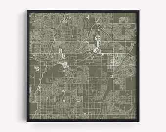 GILBERT CITY MAP - Minimalist Wall Art, Modern Design City Grid Poster, Arizona, U.S.A., Timeless Decor, Classic Wall Art, Square Map