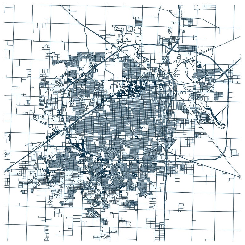 Lubbock Lubbock City Map Fine Art Poster Texas Map Print Prints Giclée