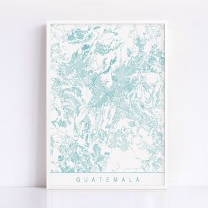 MAPA DE GUATEMALA - Impresión Giclée de alta calidad, impresión artística minimalista de Guatemala, mapa de la ciudad personalizable