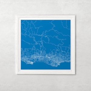 SANTA BARBARA City Map - Fine Art Map Poster Modern California USA Map Print Minimalist City Poster Urban City Grid Art Quality Giclee Print