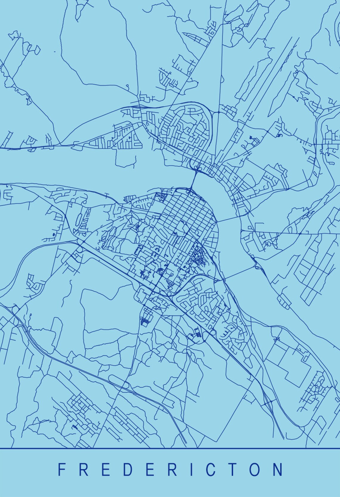 FREDERICTON CITY MAP Modern Fredericton Art Print Etsy