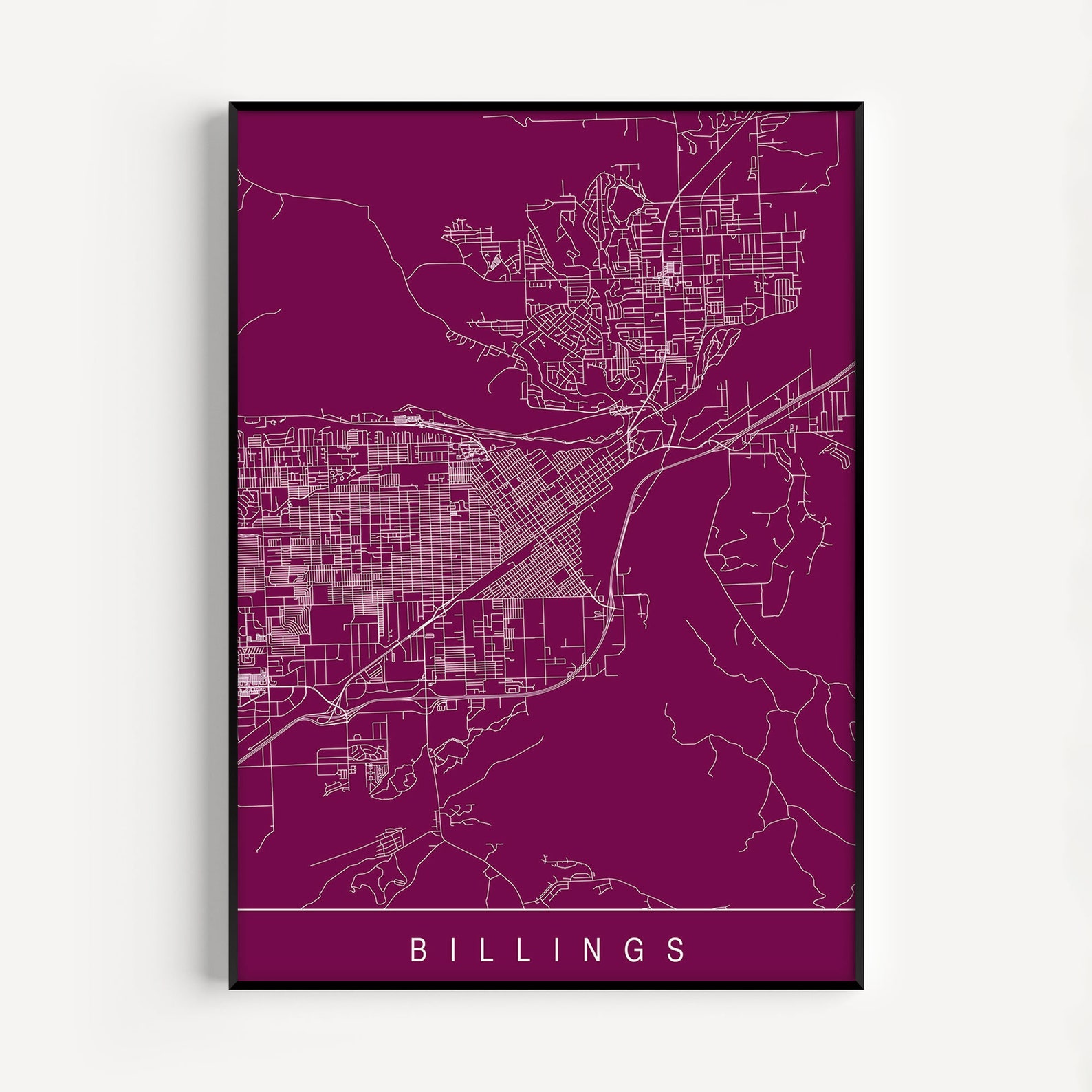 BILLINGS CITY MAP Line Art City Map Road Map of Billings, Montana City Map, U.S.A. Etsy