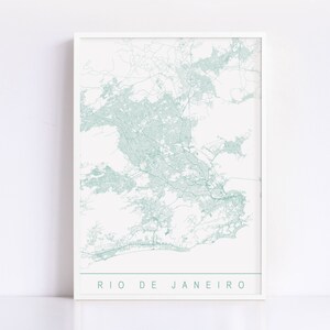 CARTE DE RIO - Impression d'art de Rio minimaliste, plan de la ville personnalisable, impression jet d'encre de haute qualité, art de carte moderne