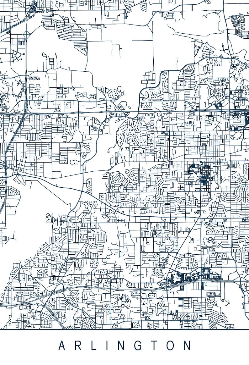 ARLINGTON TEXAS MAP Customizable City Map High Quality Etsy