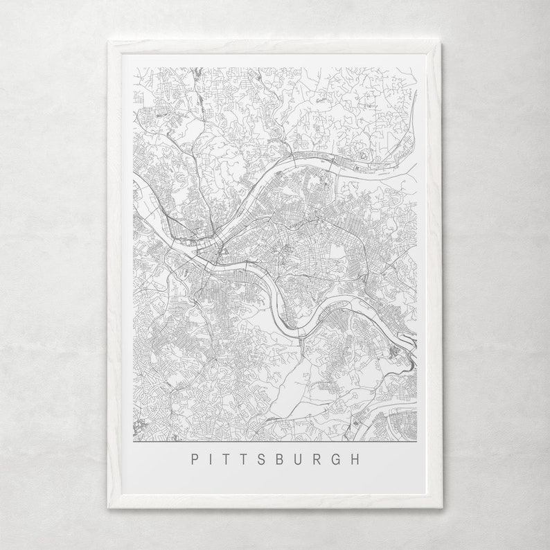 PITTSBURGH MAP Minimalist Pittsburgh Art Print Customizable | Etsy Canada