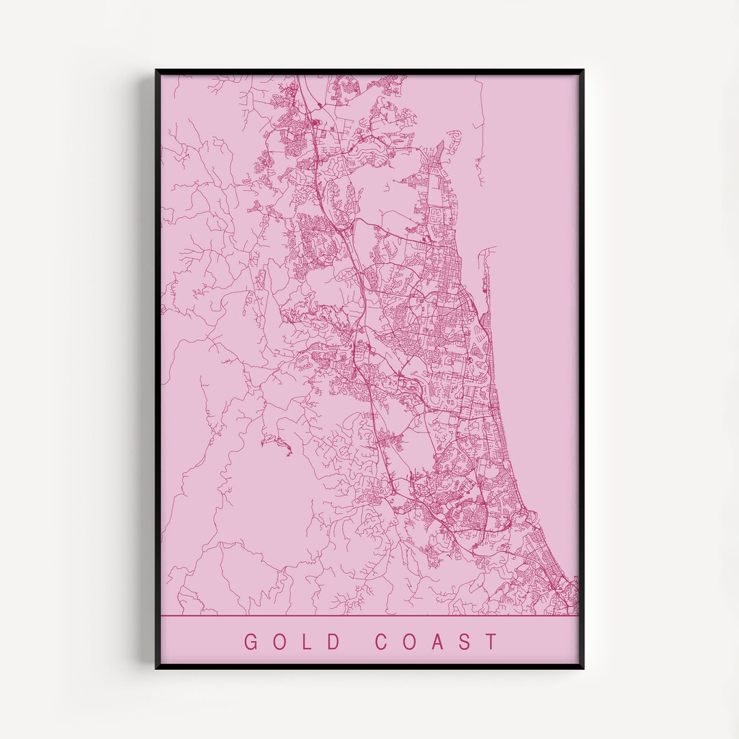 GOLD COAST MAP Modern Gold Coast Art Print Minimalist City Etsy