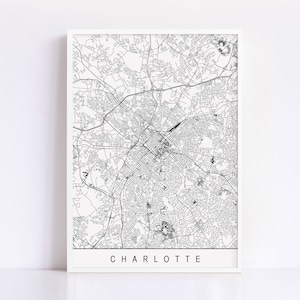 CHARLOTTE MAP - Charlotte NC Art, Minimalist Charlotte Art Print, North Carolina, Customizable City Map, High Quality Giclee Print