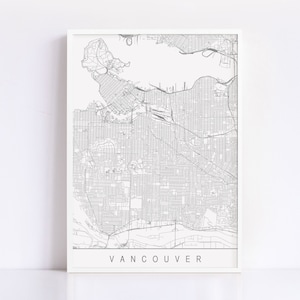 CARTE DE VANCOUVER - Impression d'art minimaliste de Vancouver, plan de la ville personnalisable, impression jet d'encre de haute qualité, art de la carte moderne