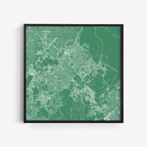 CARTE DE LA VILLE D'IRVINE - art mural minimaliste, affiche en quadrillage de la ville au design moderne, Californie, États-Unis, décoration intemporelle, art mural classique, carte carrée