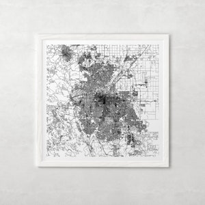 CARTE DE LA VILLE DE DENVER - affiche de carte fine art - impression de carte de Denver Colorado carte de la ville minimaliste, décoration intemporelle, art mural classique, carte carrée