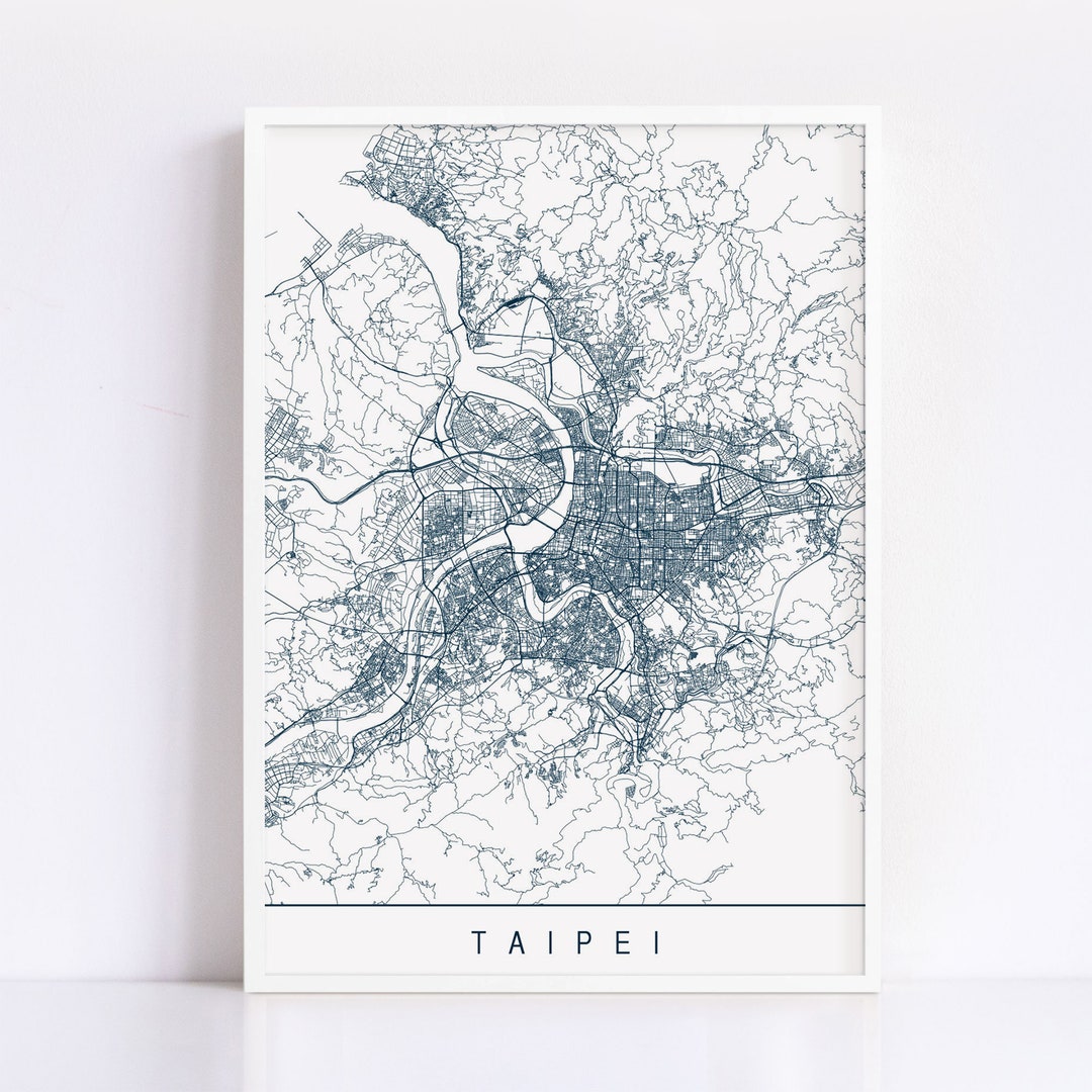 View of TAIPEI MAP Minimalist Taipei Art Print Customizable City - Etsy