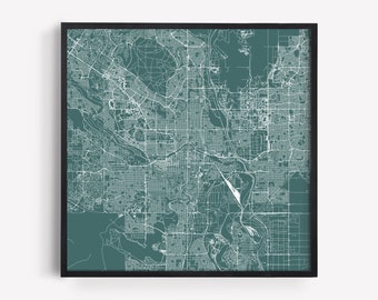 CALGARY Alberta CITY MAP Poster Line Art City Map Road Map Calgary Canada Minimalist City Map Wall Art Modern Design City Grid Poster Ribba