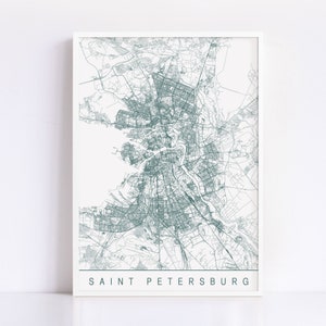Carte de Saint-Pétersbourg - impression d'art minimaliste de Saint-Pétersbourg, Russie, plan de la ville personnalisable, impression jet d'encre de haute qualité, art de la carte moderne