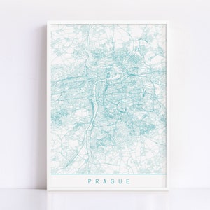 CARTE DE PRAGUE - Impression d'art de Prague minimaliste, plan de la ville personnalisable, impression jet d'encre de haute qualité, art de carte moderne