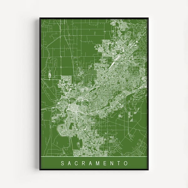 SACRAMENTO MAP PRINT - California Map Art - High Quality Giclee Print Minimalist Art Print Customizable City Map Ribba