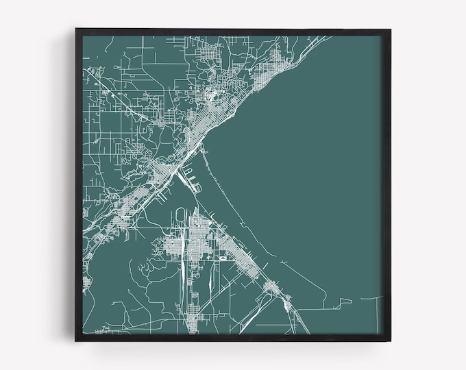 DULUTH CITY MAP Fine Art Map Poster Modern Duluth Minnesota Map Print ...