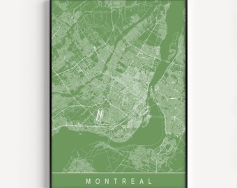 MONTREAL MAP ART - Montreal Quebec Canada - Modern City Print Art - Customizable Montreal Map Home Decor Modern City Art Print Giclee Ribba
