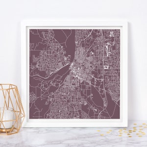 PLAN DE LA VILLE DE SALEM - art mural minimaliste, affiche design moderne en quadrillage de la ville, Oregon, États-Unis, décoration intemporelle, art mural classique, carte carrée