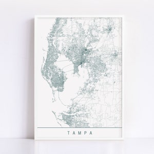 IMPRESSION DE CARTE DE TAMPA - Impression d'art de Tampa minimaliste, plan de la ville personnalisable, impression jet d'encre de haute qualité, art de carte moderne