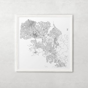 Plan de la ville d'Auckland - affiche de carte fine art - impression de carte d'Auckland, carte de la ville minimaliste, décoration intemporelle, art mural classique, carte carrée