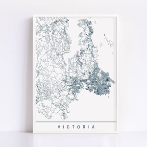 VICTORIA KARTE - Minimalistischer Kunstdruck, Stadt Karte, Hochwertiger Giclée-Druck, Moderne Karte Kunst
