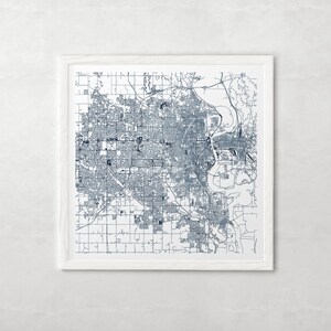 CARTE DE LA VILLE D'OMAHA - Poster de carte fine art - impression de carte d'Omaha, carte de la ville minimaliste, décoration intemporelle, art mural classique, carte carrée
