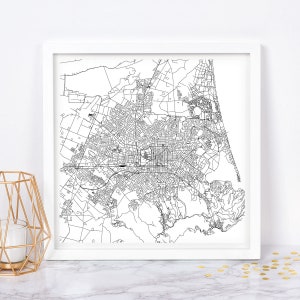 Plan de la ville de CHRISTCHURCH - affiche de carte fine art - carte de la ville de Christchurch en Nouvelle-Zélande, impression minimaliste, décoration intemporelle, art mural classique