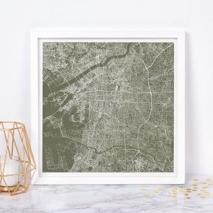 IMPRESSION DE CARTE D'OSAKA - affiche de carte d'Osaka au Japon moderne - affiche de ville minimaliste grille de la ville urbaine impression jet d'encre de qualité ligne art plan de la ville