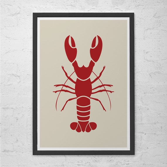 RED LOBSTER POSTER Kitchen Wall Art Seafood Restaurant | Etsy